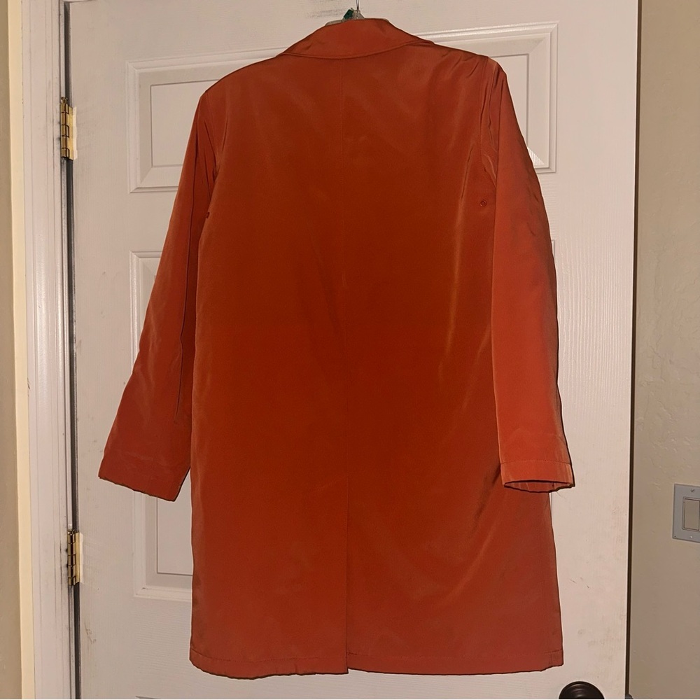 Esprit Terracotta Orange Y2K Outerwear Lined Trench Coat Jacket Retro Sz Medium - Picture 7 of 13